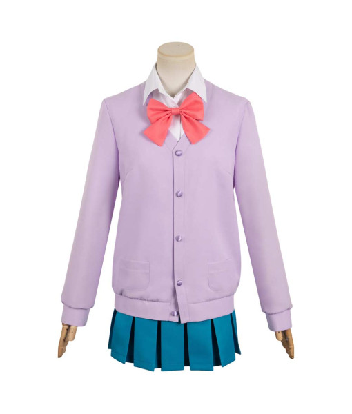 Women Purple V-neck Coat Blue Skirt School Uniform Suit Set JK Girl Halloween Costume