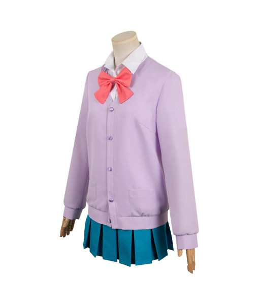 Women Purple V-neck Coat Blue Skirt School Uniform Suit Set JK Girl Halloween Costume