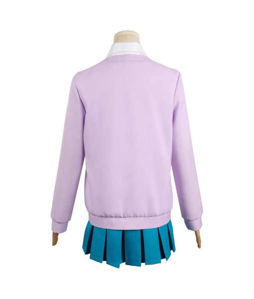 Women Purple V-neck Coat Blue Skirt School Uniform Suit Set JK Girl Halloween Costume