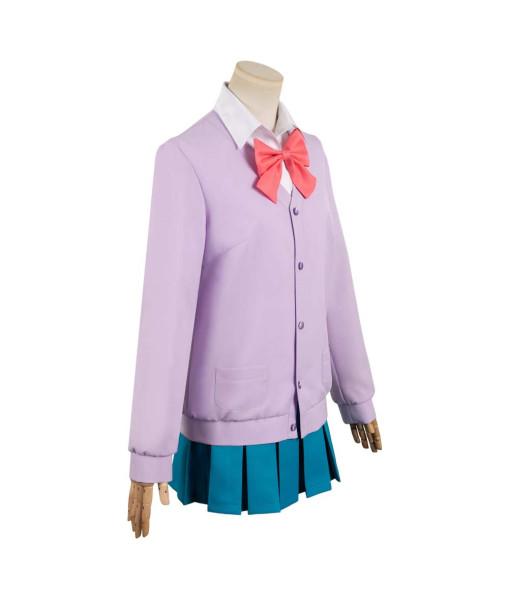 Women Purple V-neck Coat Blue Skirt School Uniform Suit Set JK Girl Halloween Costume