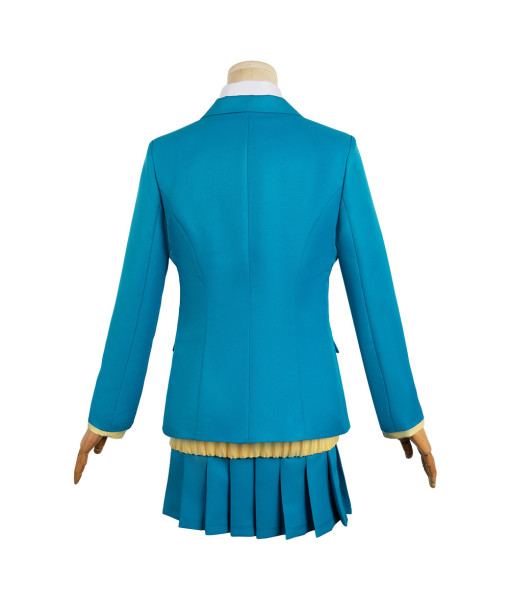 Women Yellow Lining Blue Suit School Uniform Halloween Costume