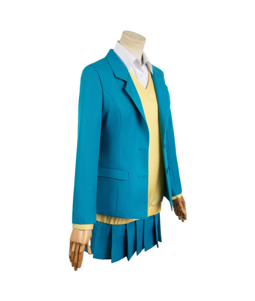 Women Yellow Lining Blue Suit School Uniform Halloween Costume