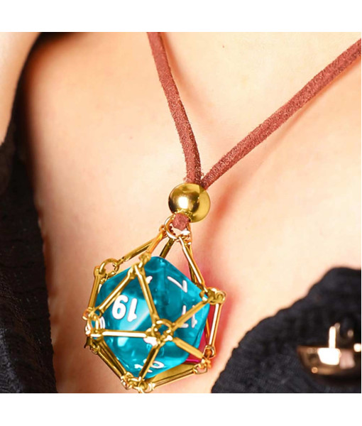 Adult D20 Dice Holder Necklace TRPG Amulet Halloween Costume Accessories