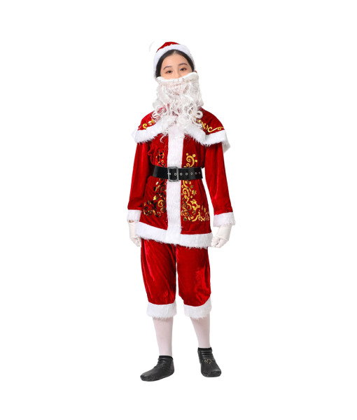 Kids Children Santa Claus Red Fullset Chirstmas Performance Costume