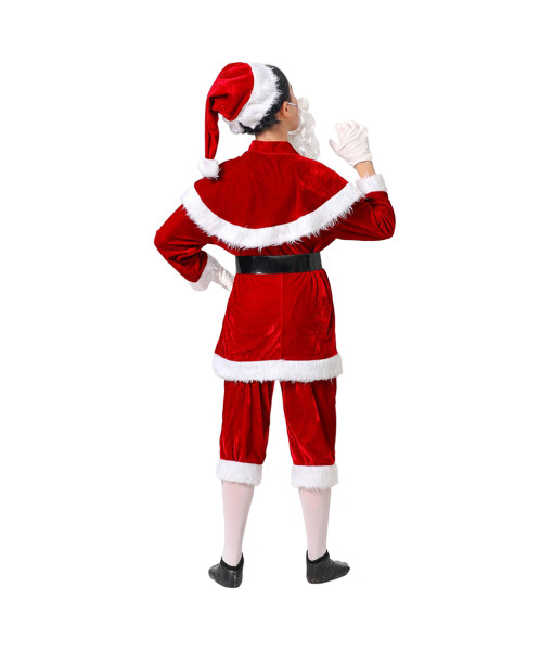 Kids Children Santa Claus Red Fullset Chirstmas Performance Costume