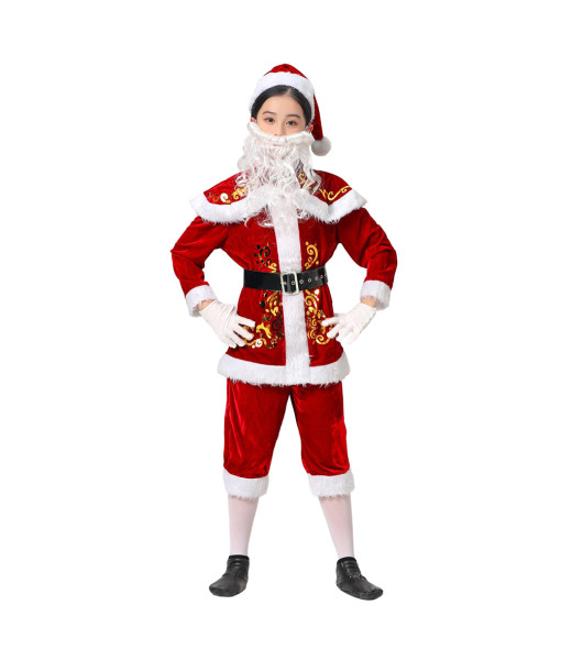 Kids Children Santa Claus Red Fullset Chirstmas Performance Costume