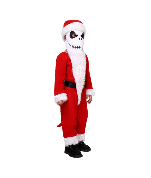 Kids Children Skeleton Mask Santa Claus Outfit Christmas Halloween Costume