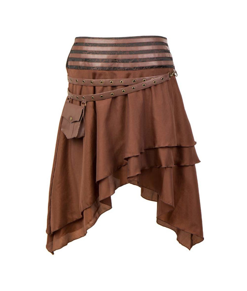 Women Brown Punk Rock Skirt Halloween Costume