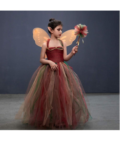 Fairy Princess Dress with Wing Tutu Skirt Girl Kids Halloween Costume