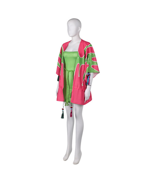 1970s Rockstar Retro Purple Green Outfit Women Halloween Costume