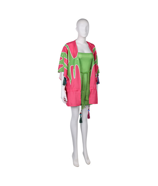 1970s Rockstar Retro Purple Green Outfit Women Halloween Costume