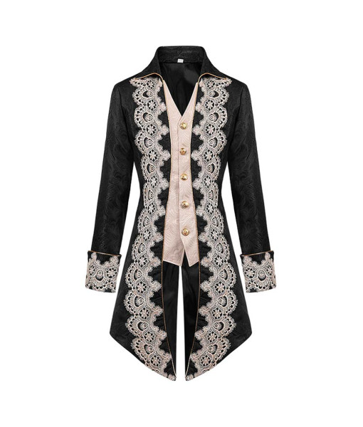 Men French Versailles Palace Lace Trim Coat Halloween Costume