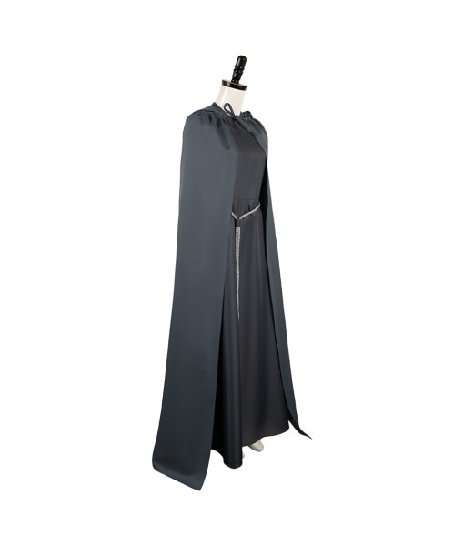 Women Medieval Fantasy Dark Green Robe with Cloak Wizard Mage Role Halloween Costume