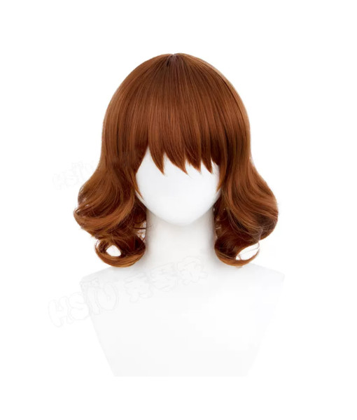 Women Ginger Bangs Shoulder-length Curly Short Hair Wig Halloween Costume Accessories