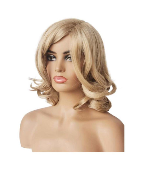 Women Golden Wig Short Shoulder-Length Curly Hair Halloween Costume Accessories