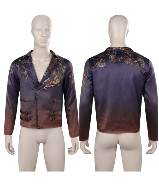 Men Leather Gradient Printed Jacket