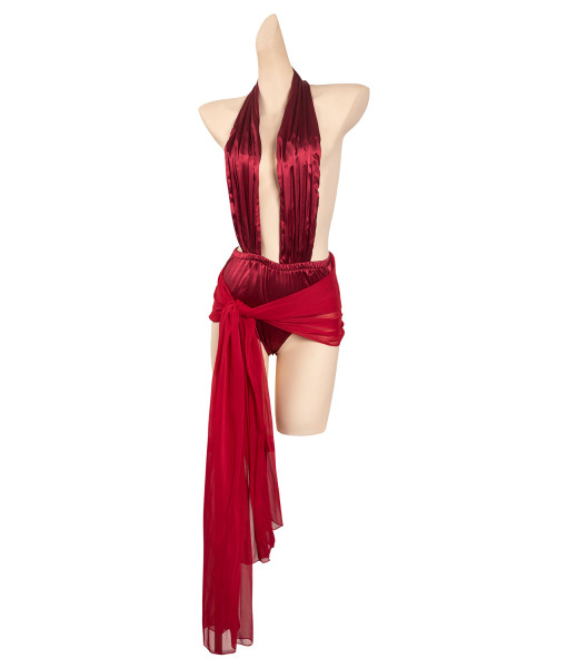 Women Red Sexy Silk Cover Halloween Costume