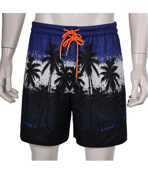 Men Red Beach Shirt Printed Shorts Fullset Halloween Costume