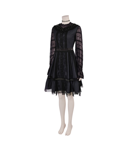 Women Gothic Black Mesh Dress Lace Halloween Costume