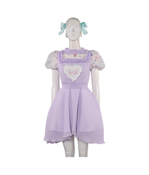 Women Light Purple Doll Cloth with Bow Halloween Costume