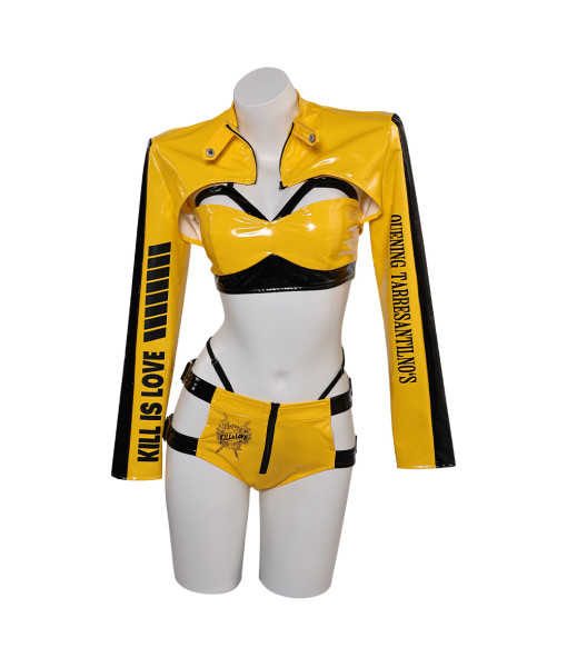 Women Yellow Leather Sexy Lingerie with Coat Futuristic Sci Fi Style Halloween Costume