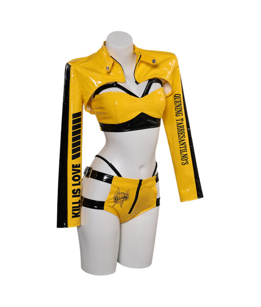 Women Yellow Leather Sexy Lingerie with Coat Futuristic Sci Fi Style Halloween Costume