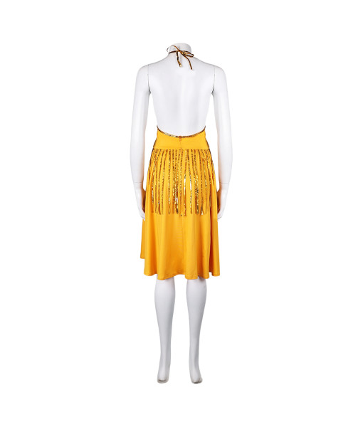 Women Yellow Tassels Dress Halloween Costume