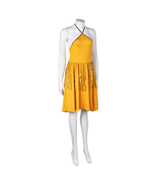 Women Yellow Tassels Dress Halloween Costume