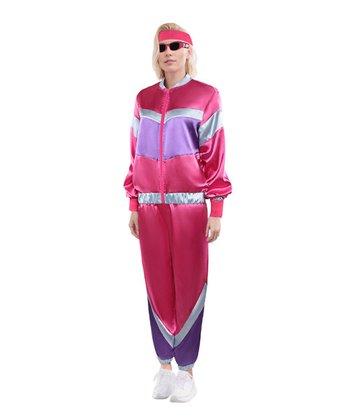 Adult 90s Rose Red Color Vintage Sports 4Pcs Sportwear Halloween Costume