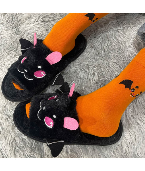 Bat Plush Slippers Socks 2 Pcs Shoes Halloween Special