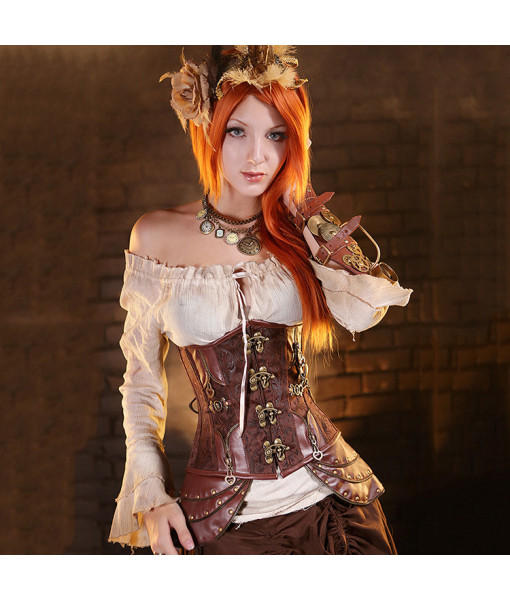 Women Brown Corset Steampunk Style Halloween Costume