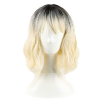 Women Golden Gradated Short Hair Wig Halloween Costume