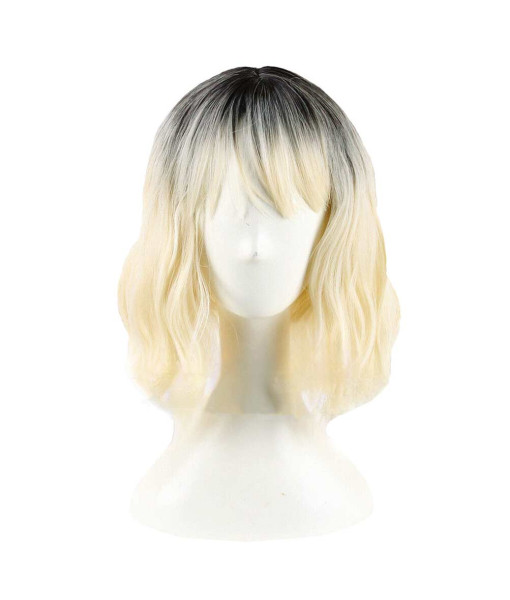 Women Golden Gradated Short Hair Wig Halloween Costume