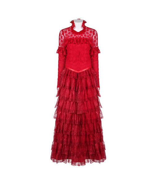 Women Red Wedding Dress Mesh Long Dress Witch Role Play Halloween Costume