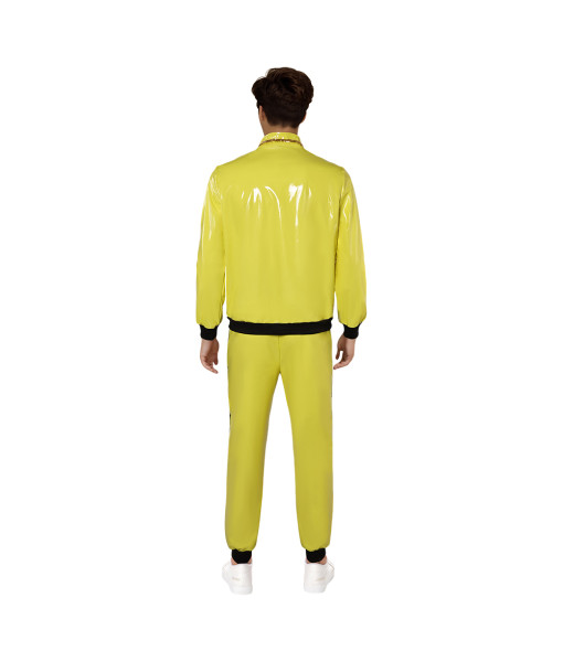 1980s Hip Hop Yellow Glossy 6Pcs Set Men Halloween Costume