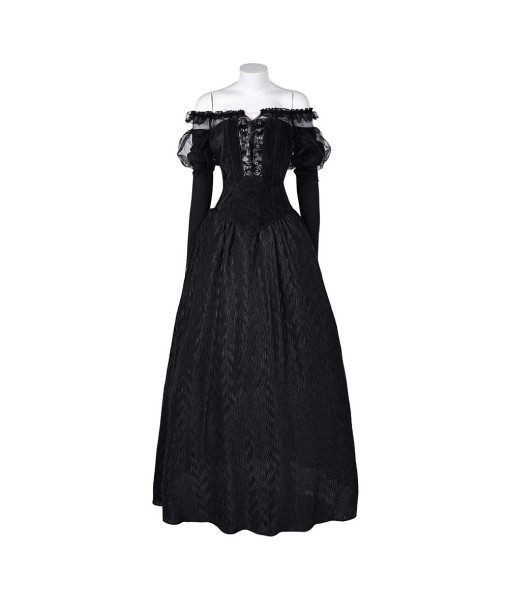 Women Black Gothic Shoulder Gown Halloween Costume