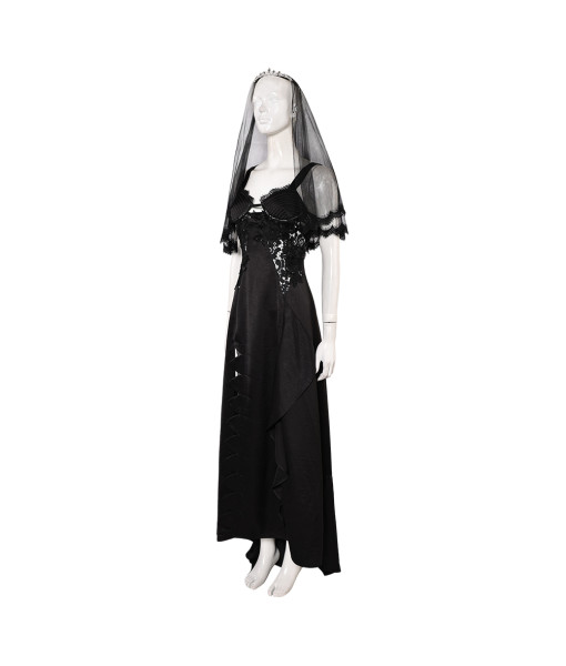 Women Black Witch Gothic Wedding Dress Set Halloween Costume