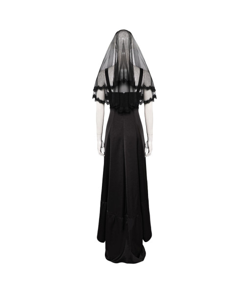 Women Black Witch Gothic Wedding Dress Set Halloween Costume