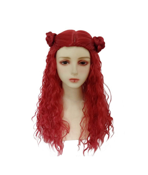 Women Ginger Hair with Buns Curly Wig Halloween Costume Accessoreis