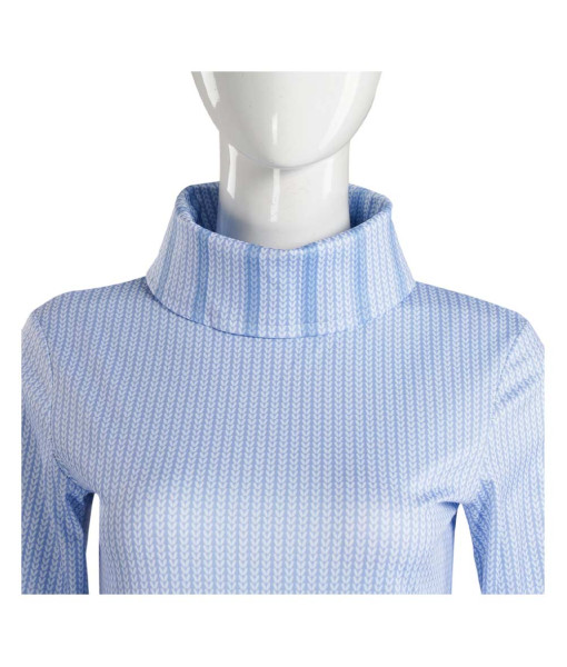 Women Light Blue Turtleneck Sweater 2Pcs Set