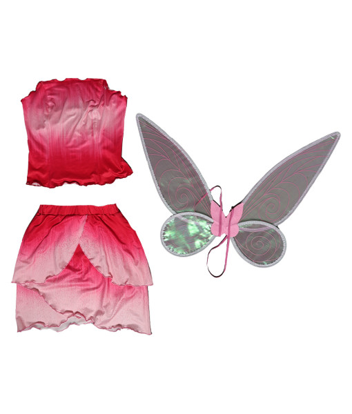 Women Pink Fairy Dress with Wings Halloween Costume