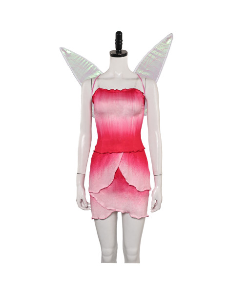 Women Pink Fairy Dress with Wings Halloween Costume