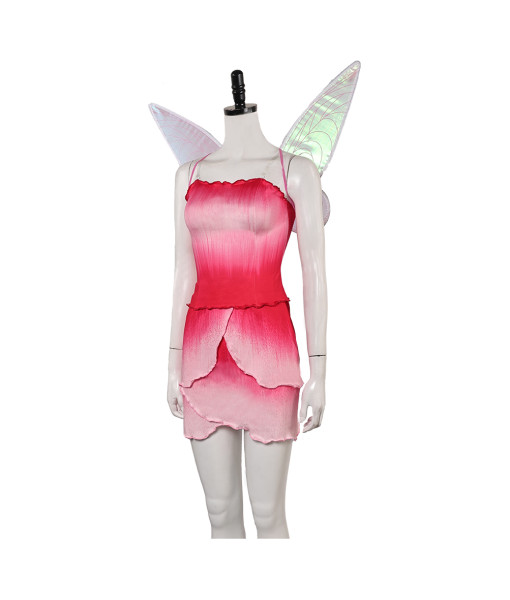 Women Pink Fairy Dress with Wings Halloween Costume