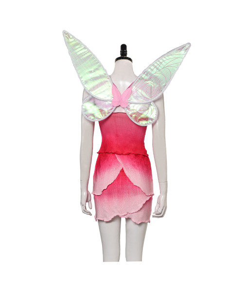 Women Pink Fairy Dress with Wings Halloween Costume