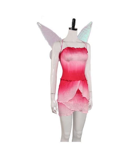 Women Pink Fairy Dress with Wings Halloween Costume