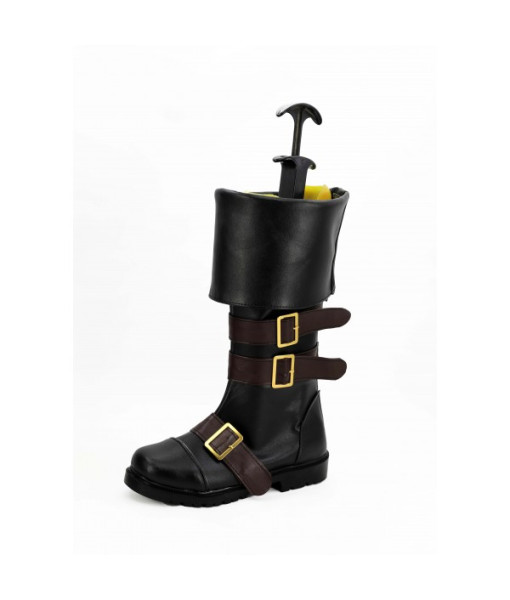 Black Leather Boots Pirate Shoes Halloween Costume Accessories