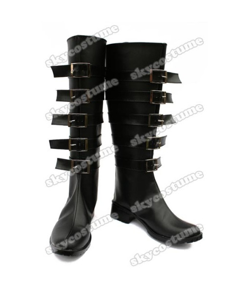 Women Black Leather Gothic Boots Halloween Costume Accessories