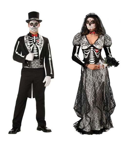 Couple Ghost Bride Bridegroom Day of the Dead Halloween Costume 