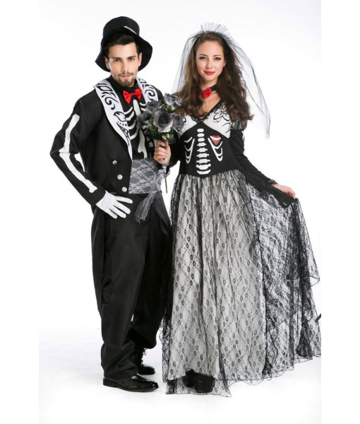 Couple Ghost Bride Bridegroom Day of the Dead Halloween Costume 