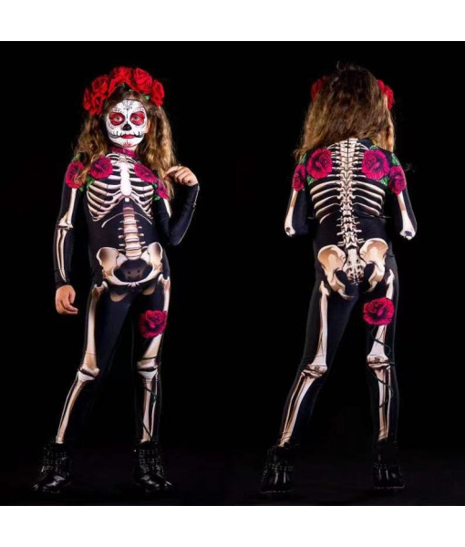 Kids Skeleton Suit 3D Printed Day of the Dead Halloween Costume